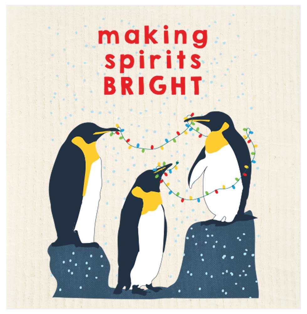 Making Spirits Bright Penguins Swedish Dishcloth by Potluck Press